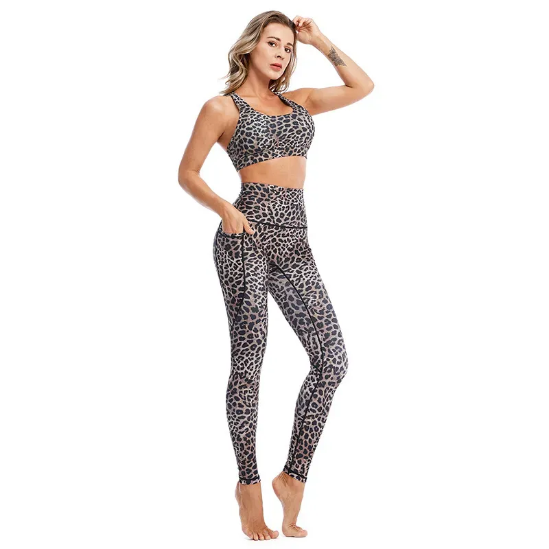 WildPace High-Rise Leopard Print Pocket Leggings