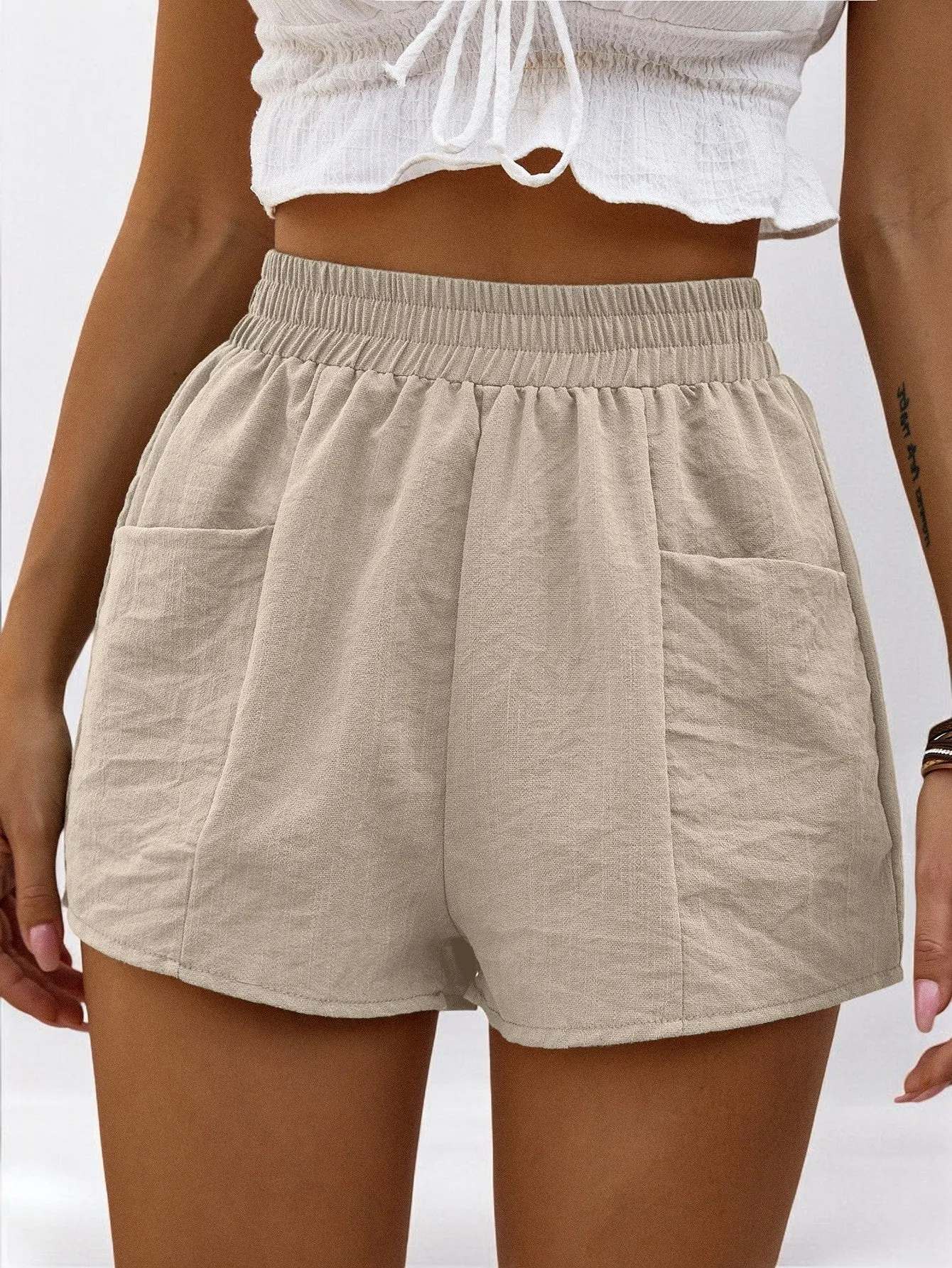 Women High Waist A Line Wide Casual Shorts