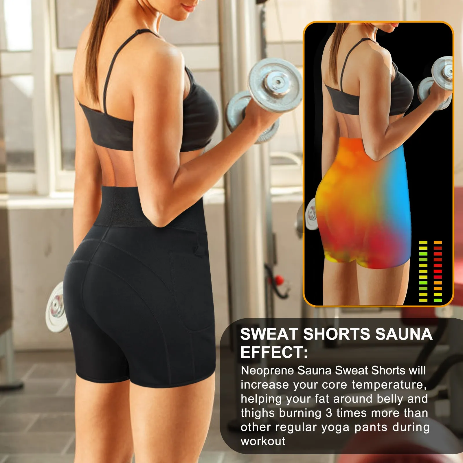 Women Neoprene Sauna Sweat Pants with Side Pocket