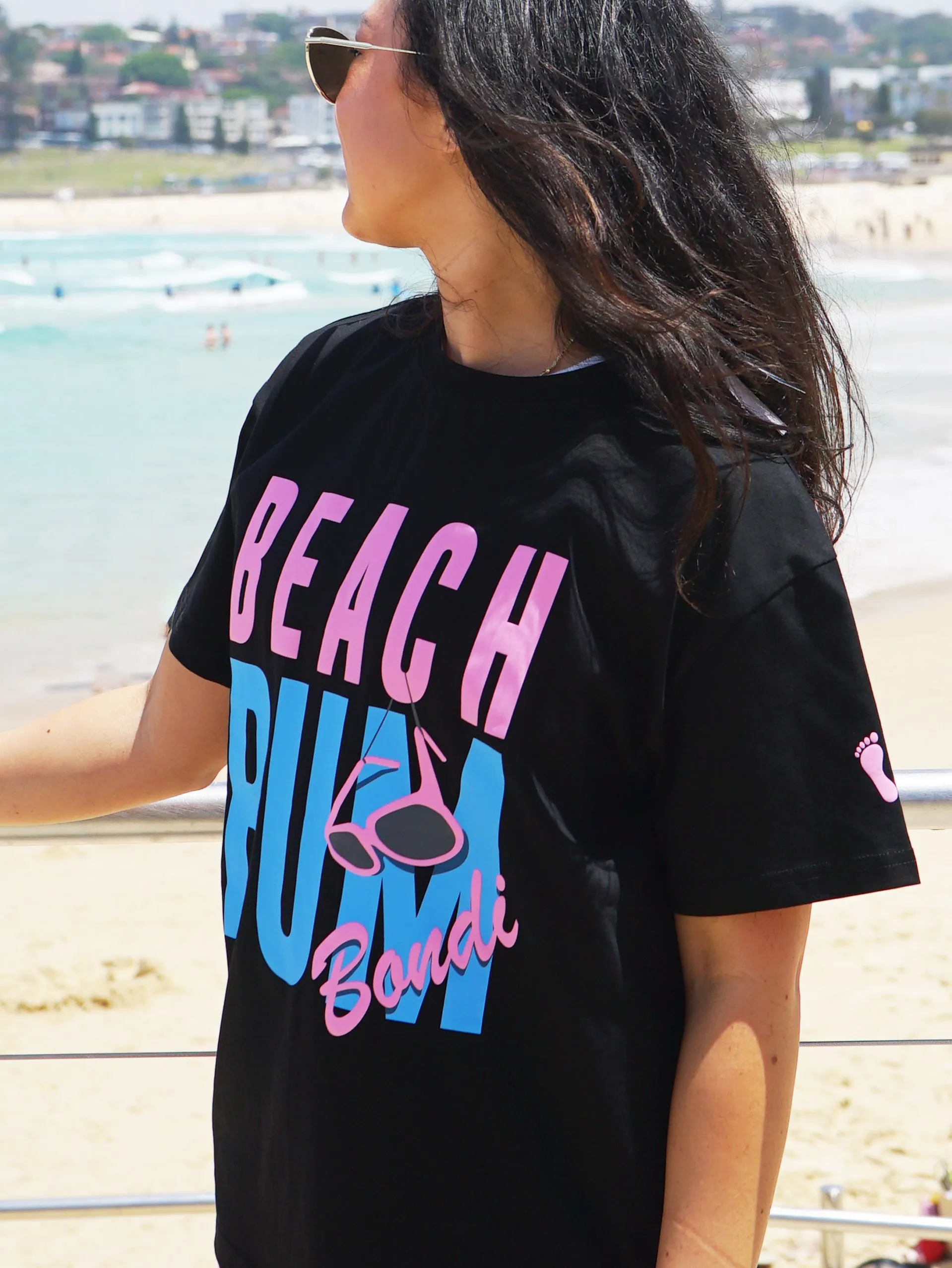 Women's Beach Bum Oversized Tee (Black)