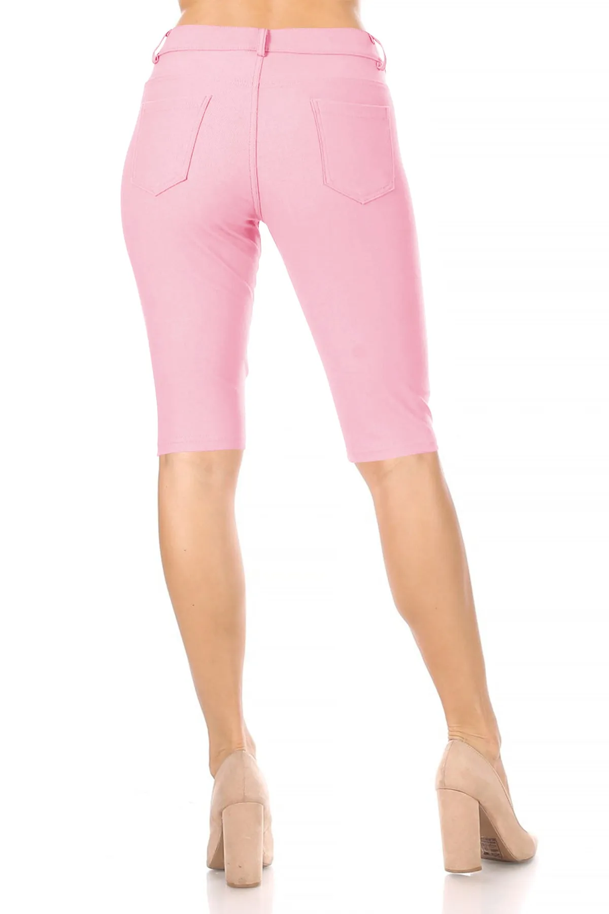 Women's Casual Stretch Comfy Pockets Solid Bermuda Shorts Pants