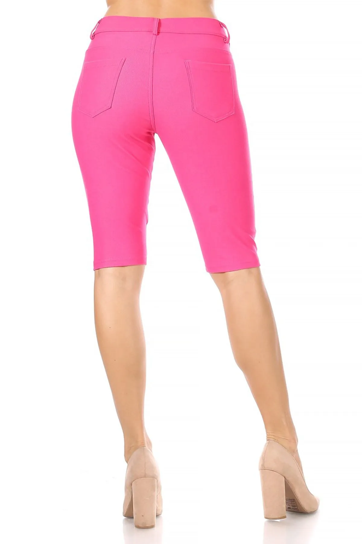 Women's Casual Stretch Comfy Pockets Solid Bermuda Shorts Pants