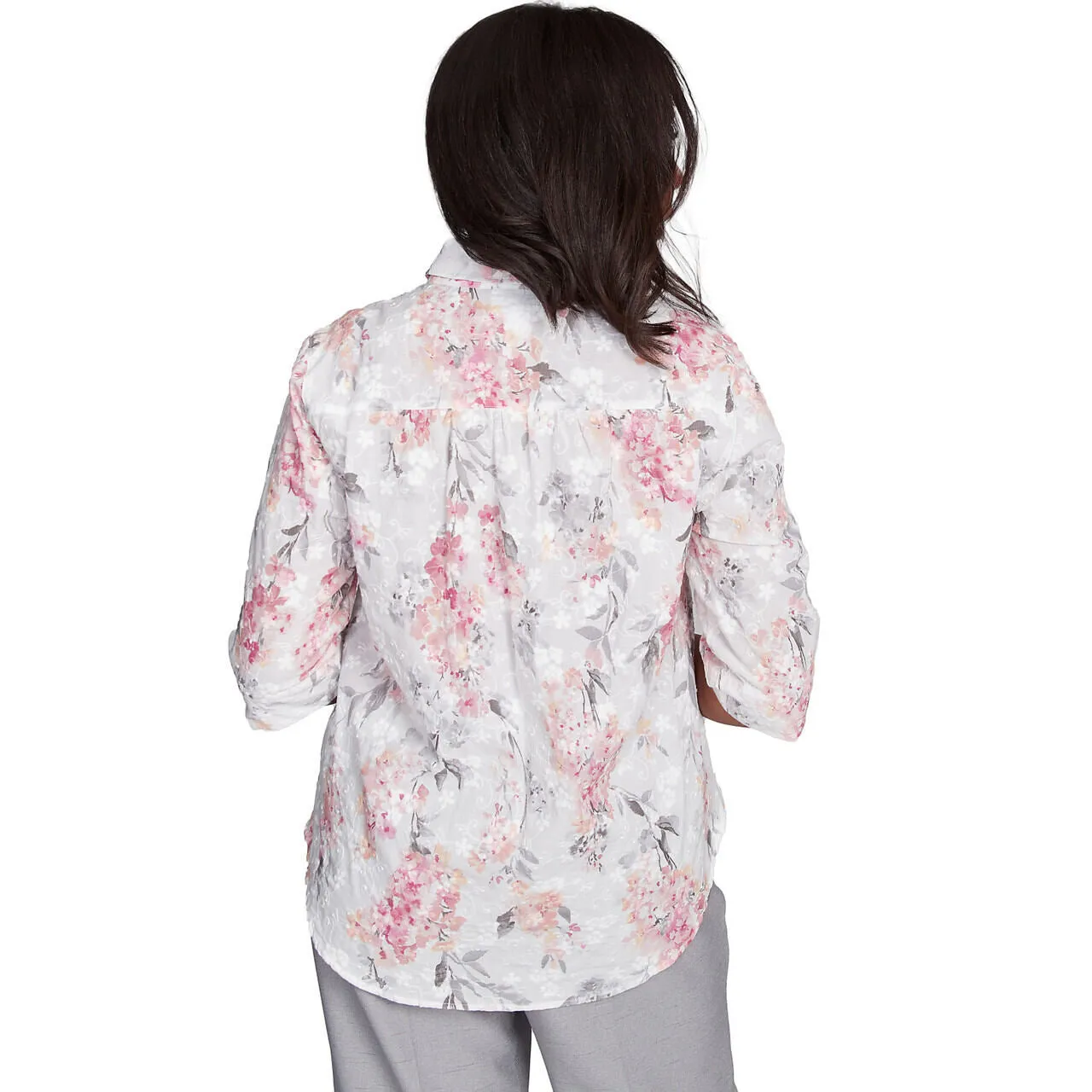 Women's Collared Button Front Hydrangea Top - 90442