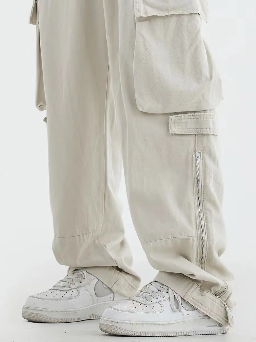Women’s Elastic Waist Wide Leg Pants with Cargo Pockets