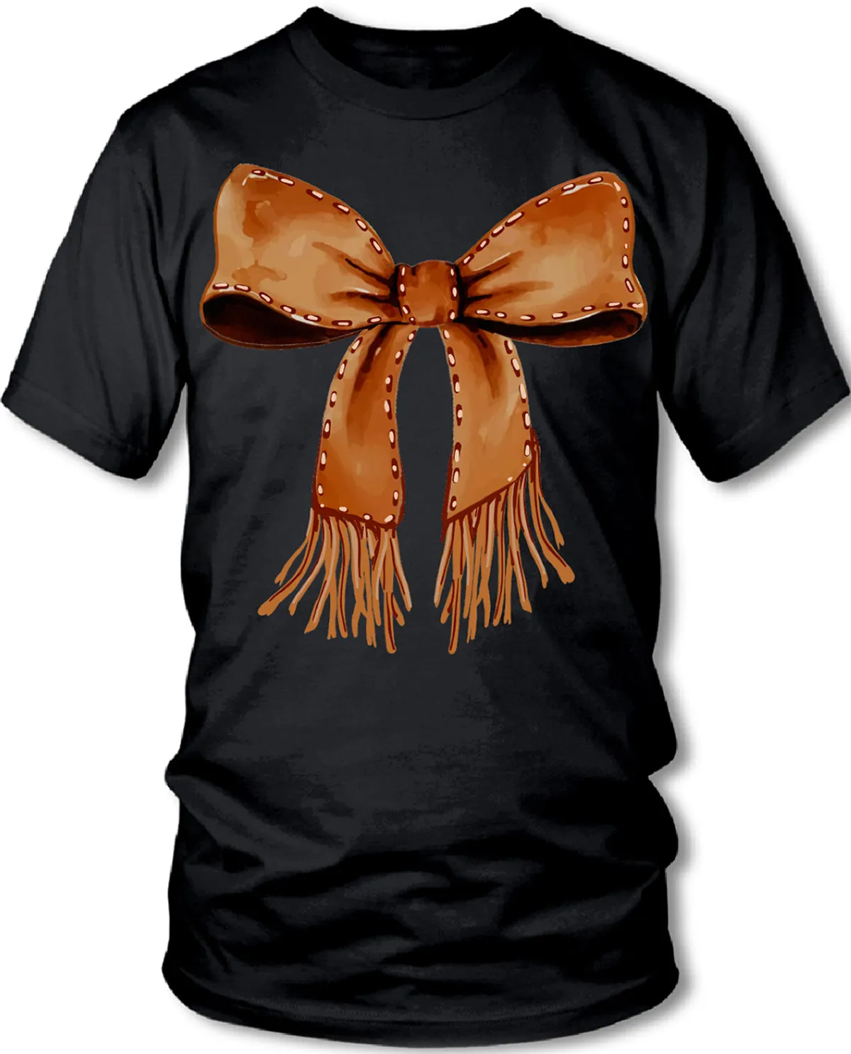 Women's Leather Bow Short Sleeve Screen Tee