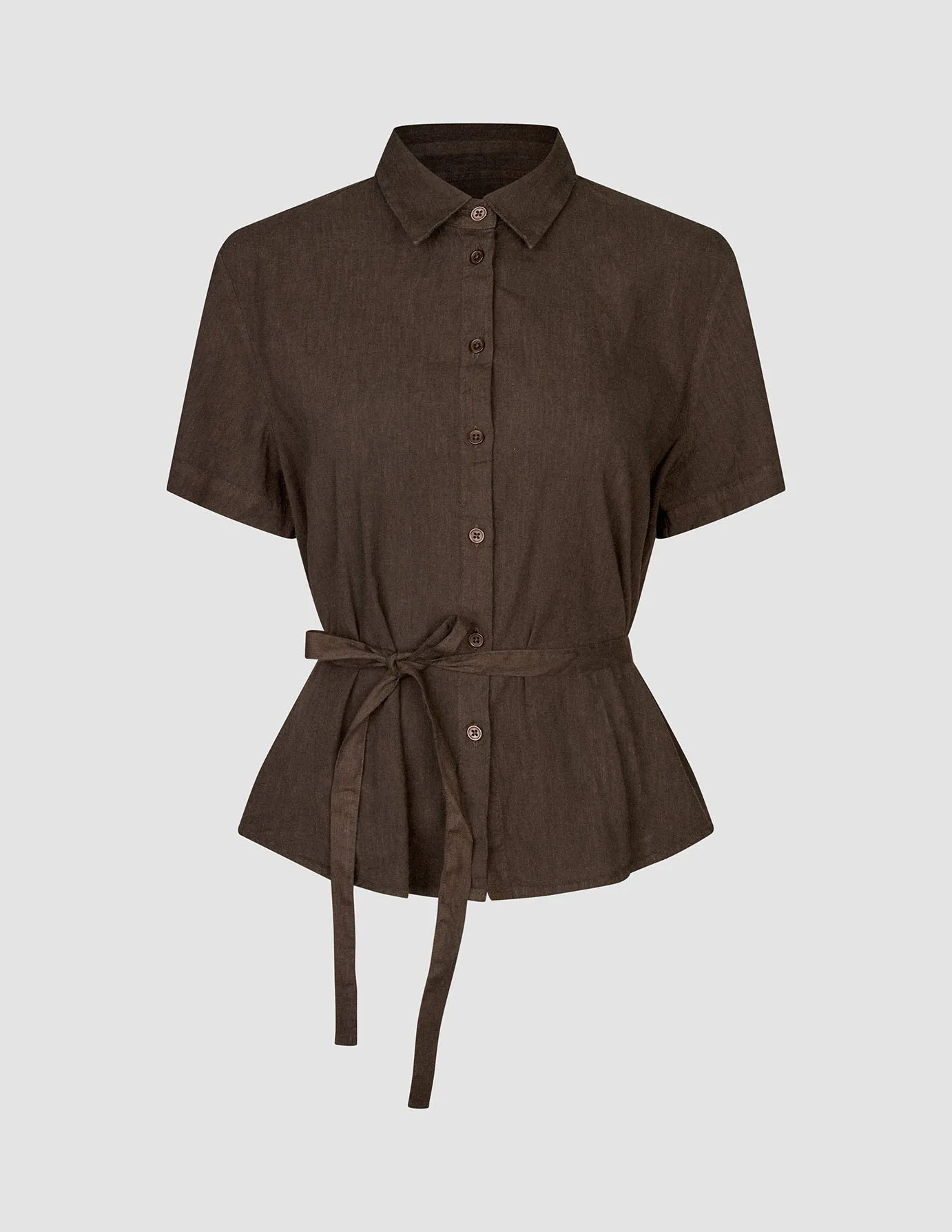 Women's Linen Shirt Short Sleeved Espresso