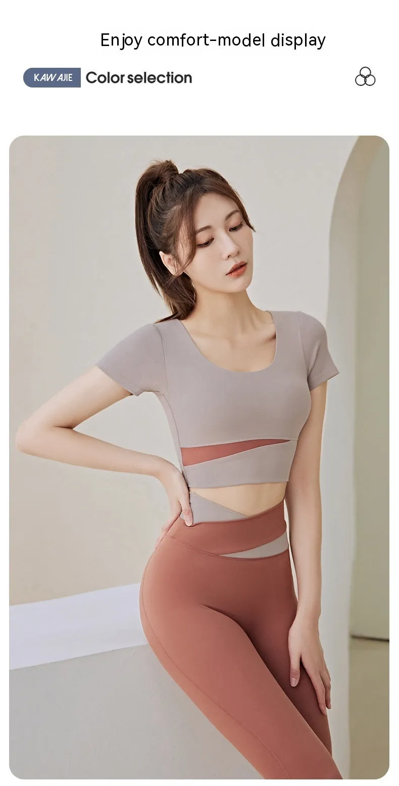 Women's One-piece Chest Pad Top Pants Workout Clothes Suit