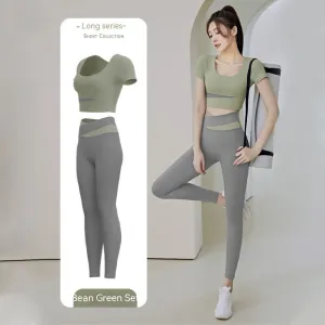 Women's One-piece Chest Pad Top Pants Workout Clothes Suit