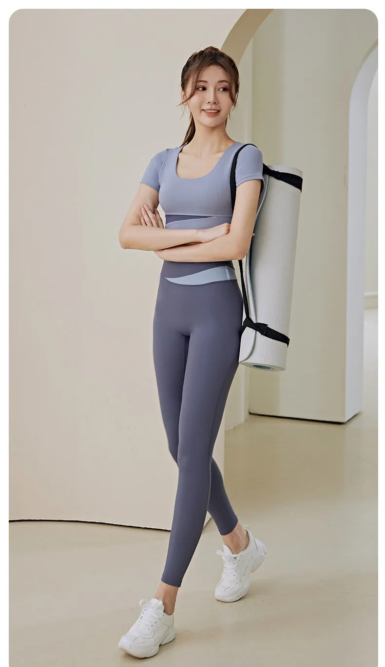 Women's One-piece Chest Pad Top Pants Workout Clothes Suit