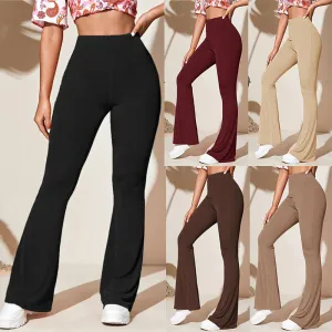 Women's Solid Color Neutral Hue Flare Pants