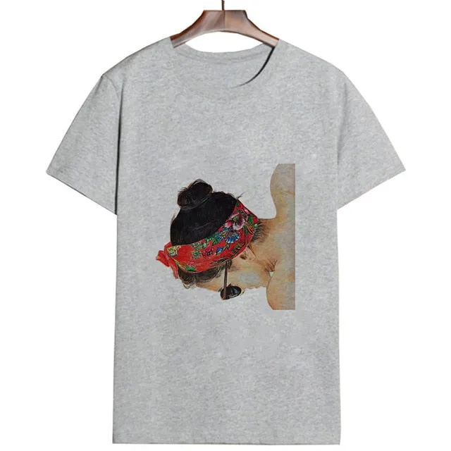 Women's Summer Vogue Print Lady Casual T-shirt Tops Harajuku Streetwear Short Sleeve O-Neck Top