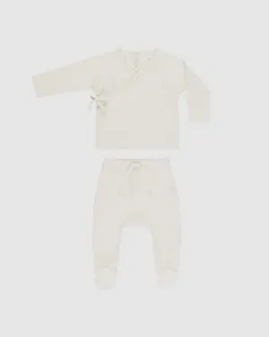 Wrap Top & Footed Pant Set - Ivory