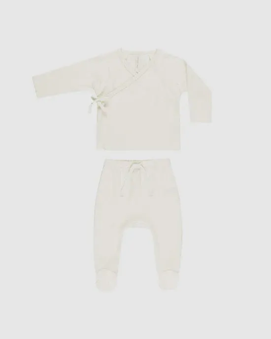 Wrap Top & Footed Pant Set - Ivory