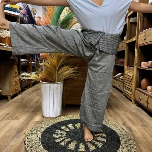 Yoga Pants - Thai Fisherman Mandala Mantra on Grey