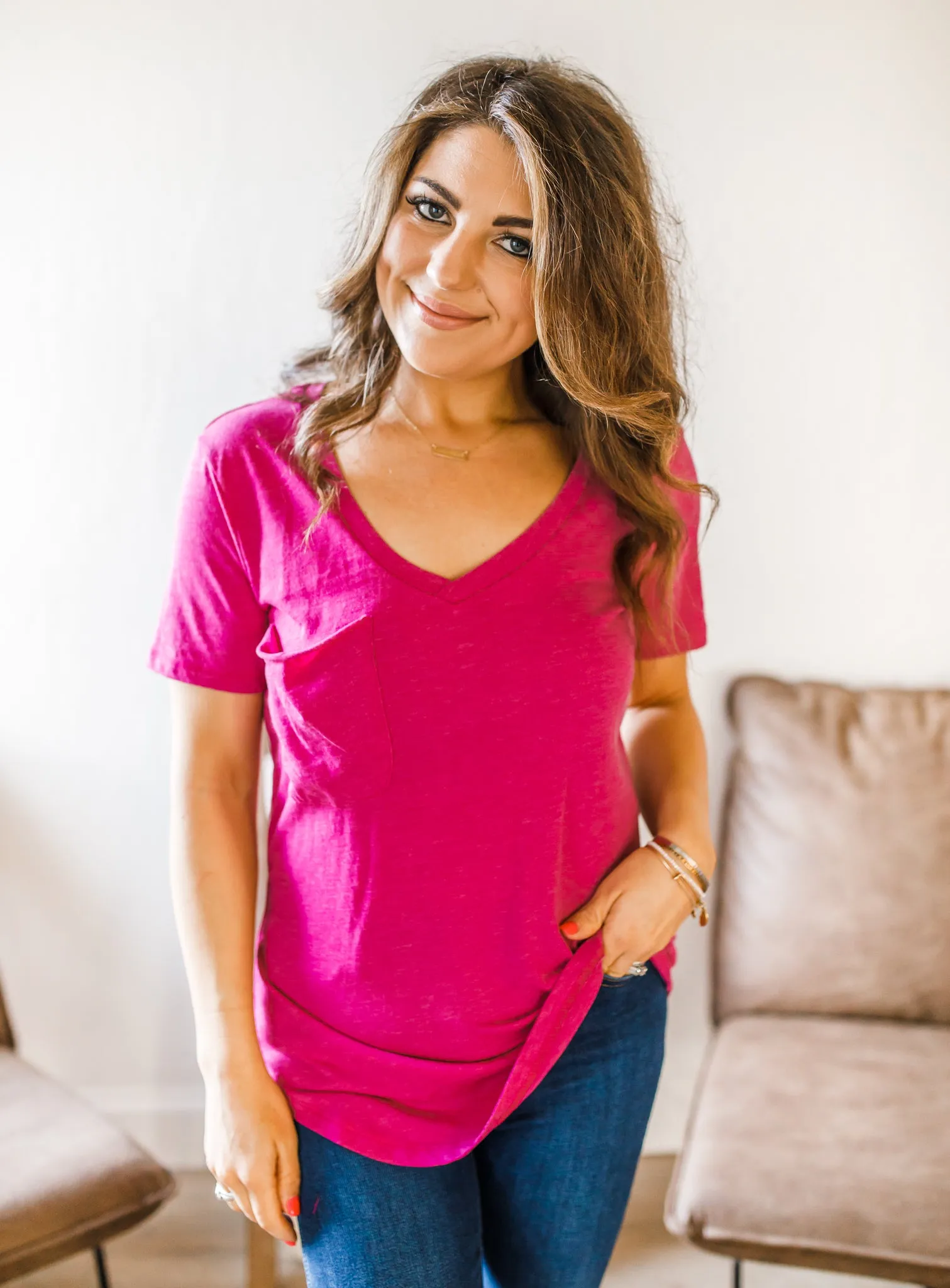 Z Supply Pocket Tee - Magenta