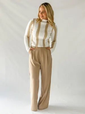 ZAHARA KNIT -  WHITE & BEIGE STRIPE