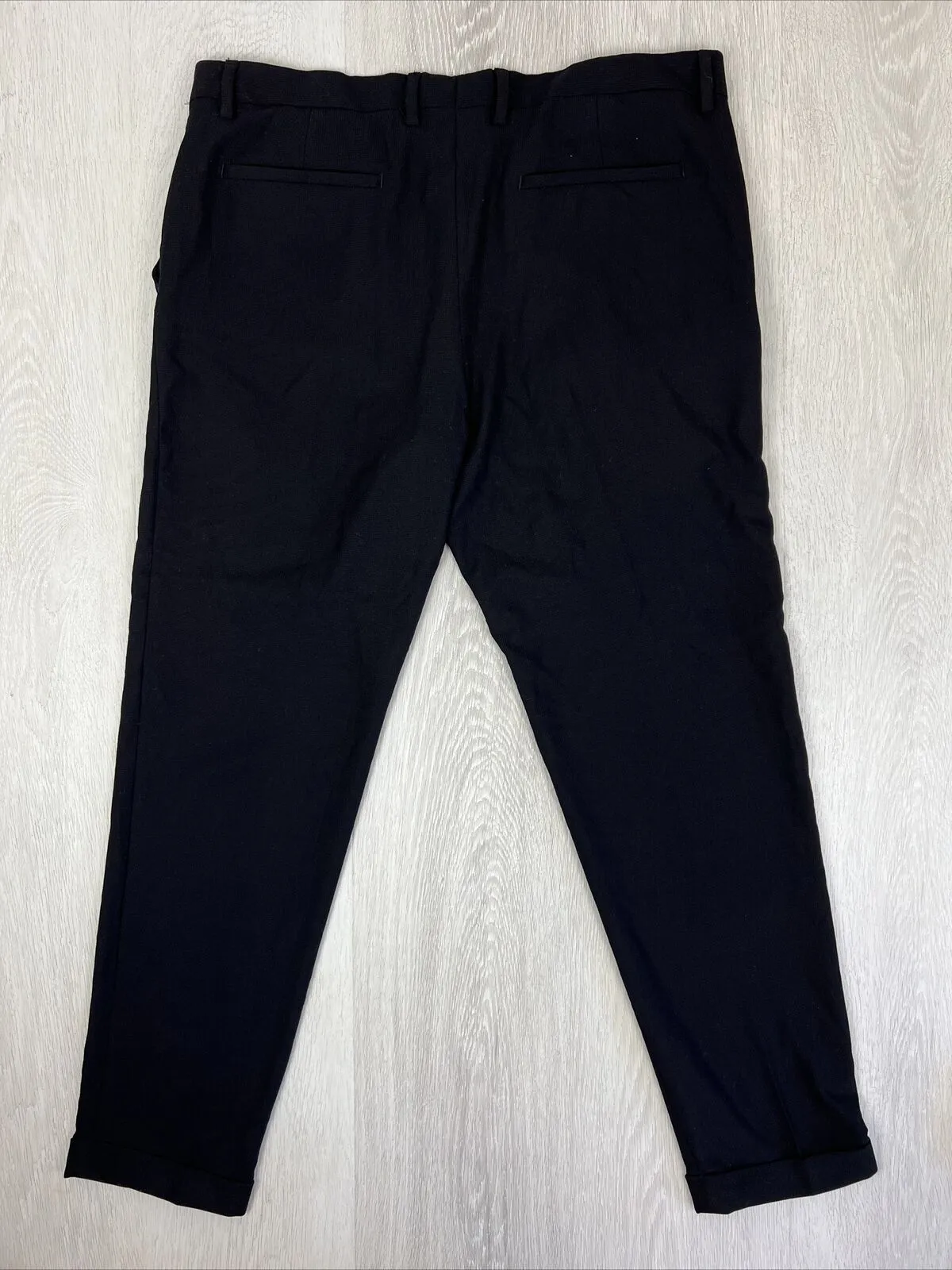 Zara Mens Black Woven Dress Pants Size 36 (New, missing button)